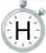 Minutes to hours calculator icon with stopwatch showing H